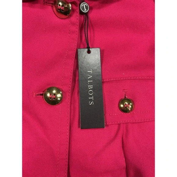 New Talbots Jacket Womens‎ 6 Hot Pink Gold Buttons Barn Chore Safari Military - Picture 4 of 8